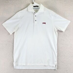 Greyson Short Sleeve Polo Shirt Mens S White Athletic Golfcore Preppy Wolf Logo